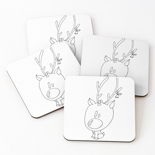 Item preview, Cute Rudolph in Black Outline Art Print designed and sold by lineartdesigns.