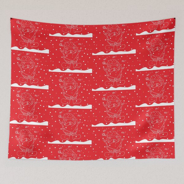 Item preview, Snowy Santa Claus Art Print on Red designed and sold by lineartdesigns.