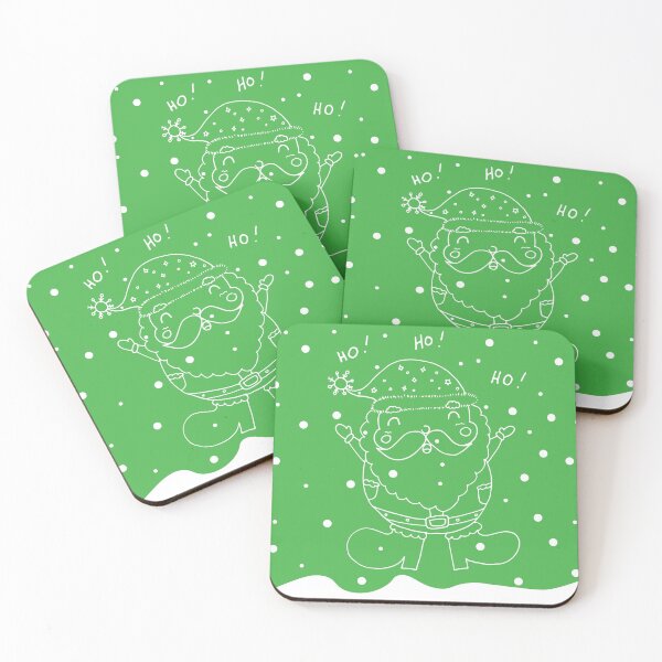 Item preview, Snowy Santa Claus Art Print on Green designed and sold by lineartdesigns.