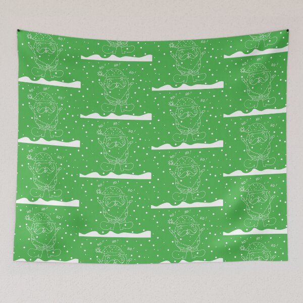 Item preview, Snowy Santa Claus Art Print on Green designed and sold by lineartdesigns.