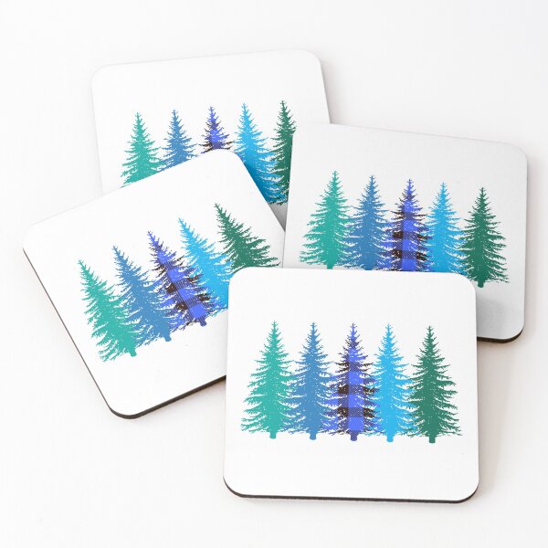 Item preview, Happy Holidays Blue Buffalo Plaid Green Blue Christmas Trees designed and sold by SpringMoonPress.