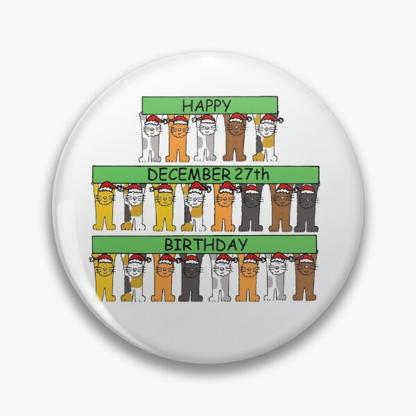 Item preview, December 27th Birthday Cartoon Cats Holding Banners designed and sold by KateTaylor.