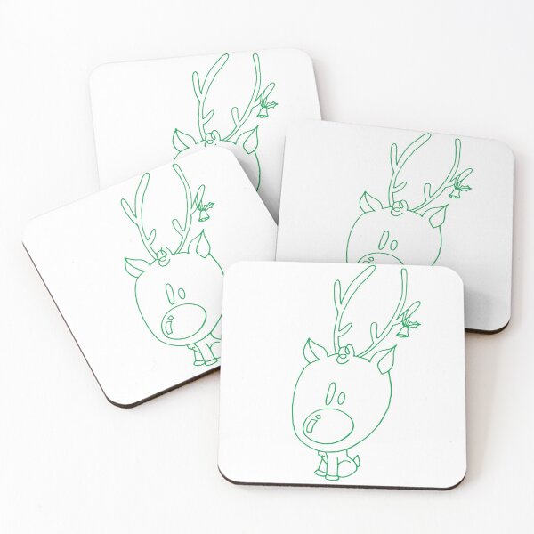 Item preview, Cute Rudolph in Green Outline Art Print designed and sold by lineartdesigns.