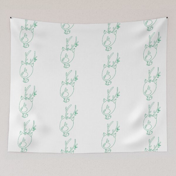 Item preview, Cute Rudolph in Green Outline Art Print designed and sold by lineartdesigns.