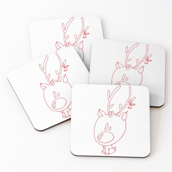 Item preview, Cute Rudolph in Red Outline Art Print designed and sold by lineartdesigns.