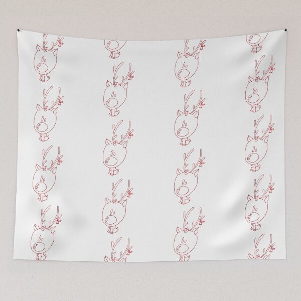 Item preview, Cute Rudolph in Red Outline Art Print designed and sold by lineartdesigns.