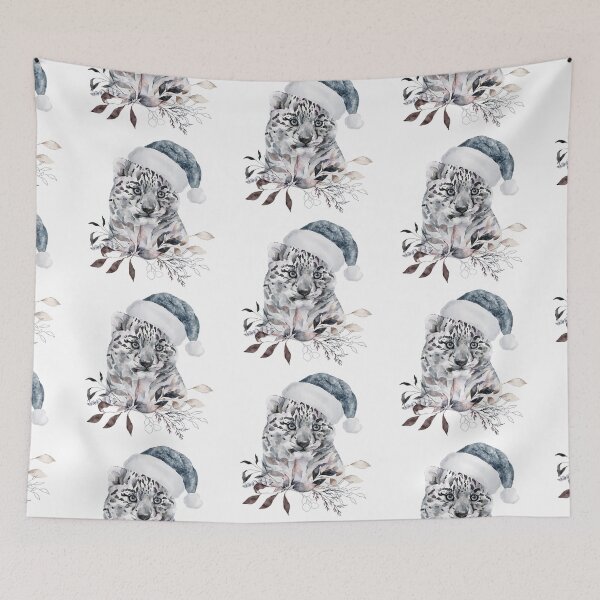 Item preview, Snow Leopard in Christmas Hat designed and sold by Trinket-Trickster.