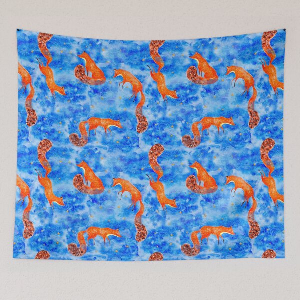 Item preview, Fairy tale watercolor pattern with foxes and stars. designed and sold by NebulaSeven.