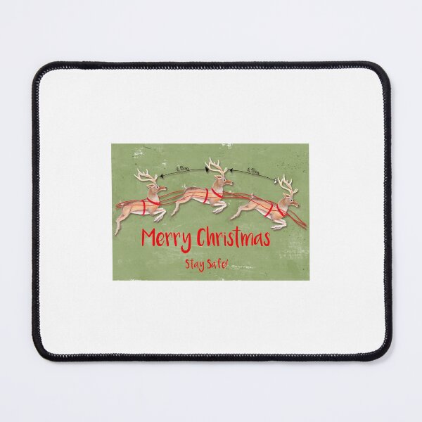 Marry Christmas reindeer greeting card (green) Mouse Pad