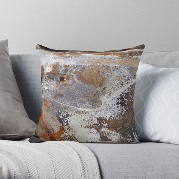 decay rust metal burnt car marble texture pattern Throw Pillow