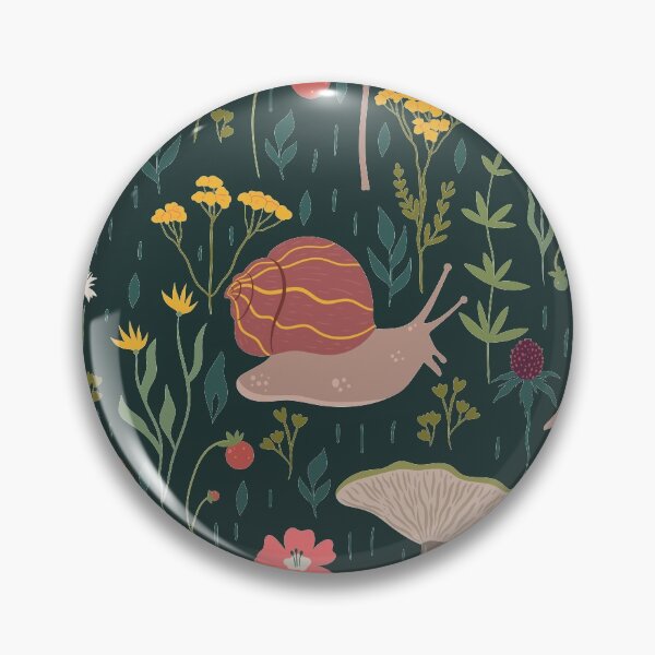 Item preview, pattern with forest plants and snails designed and sold by burbura.