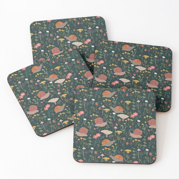 Item preview, pattern with forest plants and snails designed and sold by burbura.