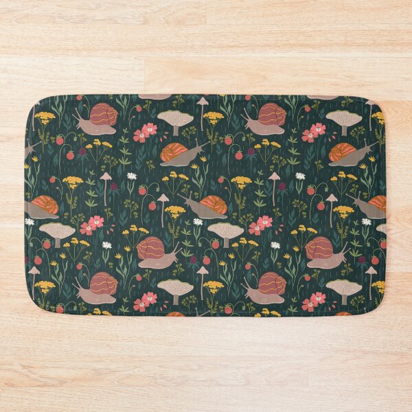 Item preview, pattern with forest plants and snails designed and sold by burbura.