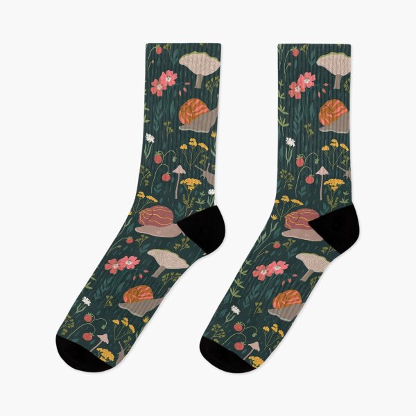 Item preview, pattern with forest plants and snails designed and sold by burbura.