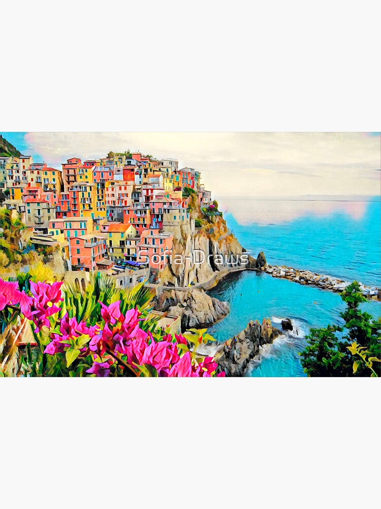 Thumbnail 3 of 3, Sticker, Summer in Cinque Terre designed and sold by Sofia-Draws.