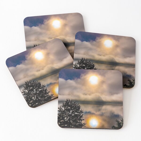 Item preview, Cloudy Alpine Lake Lugano with Sunlight and Storm Clouds and Autumn Tree designed and sold by Mats Silvan.