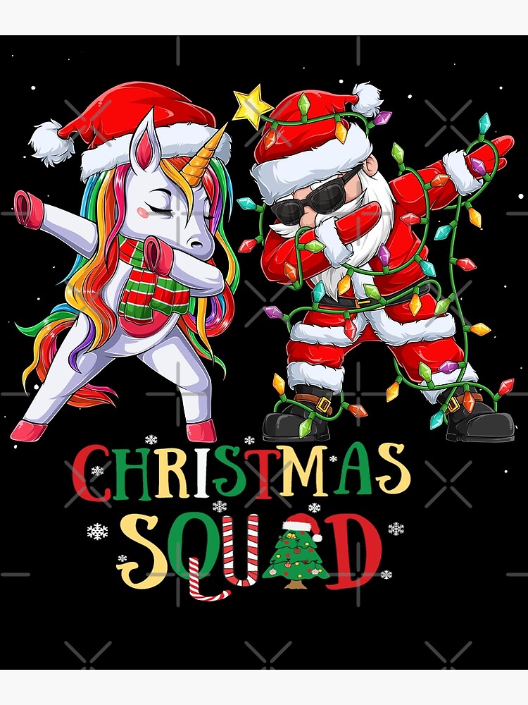 Dabbing Santa Unicorn Christmas Funny Dabbing Santa Claus Christmas Squad Poster For Sale 