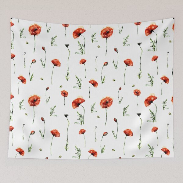 Item preview, Poppies watercolor illustration pattern designed and sold by lineosa.