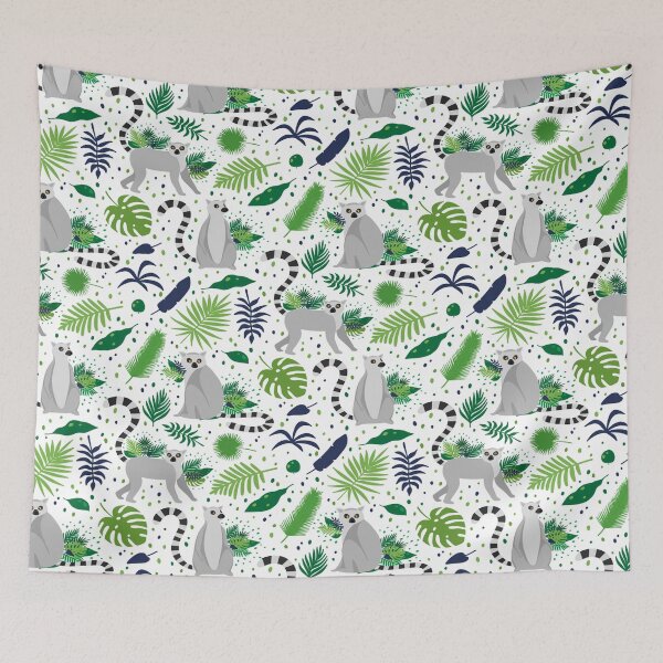 Item preview, Lemures surrounded by tropical palm leaves designed and sold by HarleyGarner.
