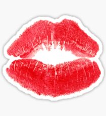 Realistic Red Lipstick Kiss Sticker