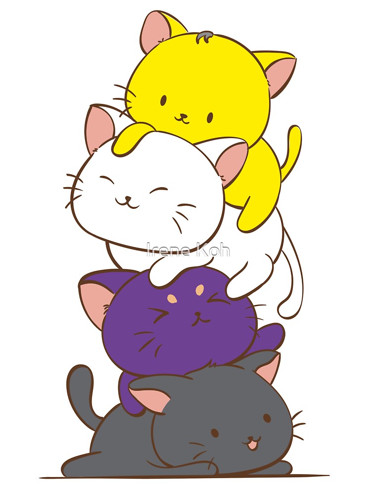 Non Binary Pride Kawaii Cats Tshirt Cute Genderqueer Kittens Non Binary Pride Kawaii Cats Tshirt Cute Genderqueer Kittens