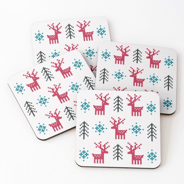 Item preview, Holiday Reindeers Pattern in Red and Teal designed and sold by Daisy Beatrice.