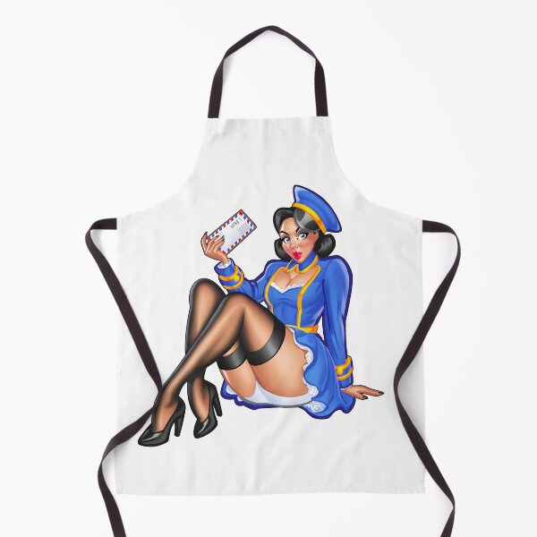 Item preview, Postwoman pinup girl with letter in hand sits designed and sold by AnnaRuz.