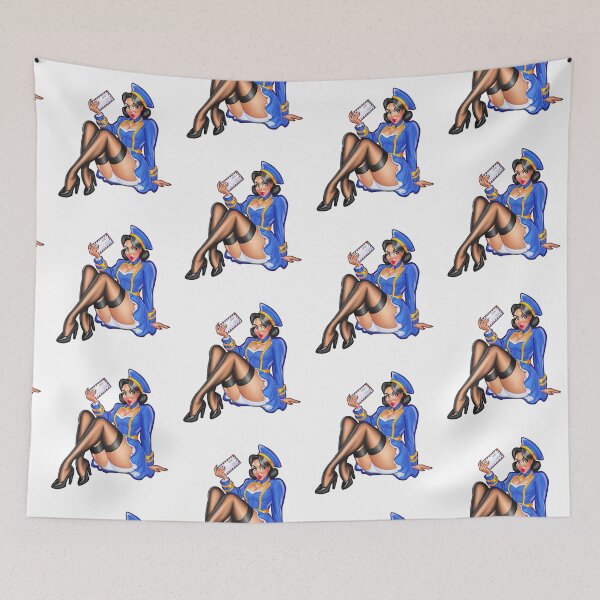 Item preview, Postwoman pinup girl with letter in hand sits designed and sold by AnnaRuz.