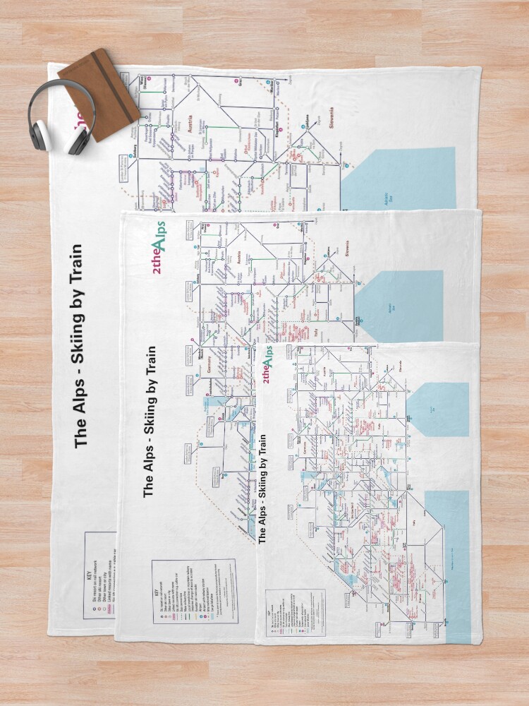 Alternate view of The Alps - Schematic Rail map Throw Blanket