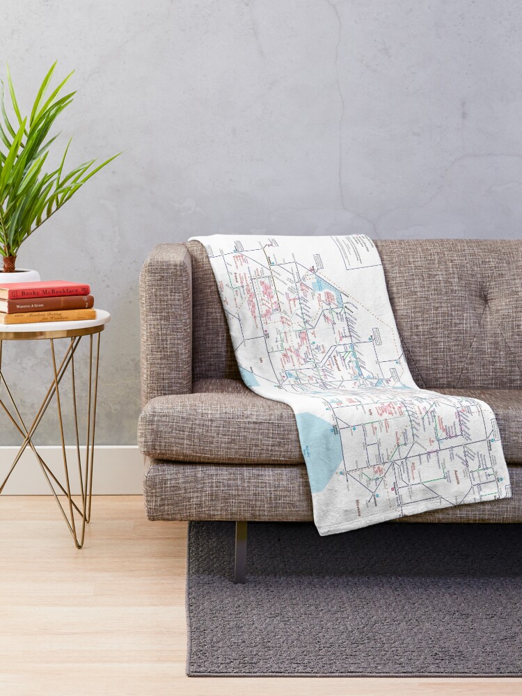 Alternate view of The Alps - Schematic Rail map Throw Blanket