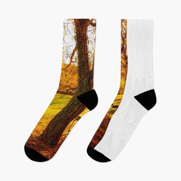 Item preview, Tree and Patio on the Field with Mountain View in Autumn designed and sold by Mats Silvan.