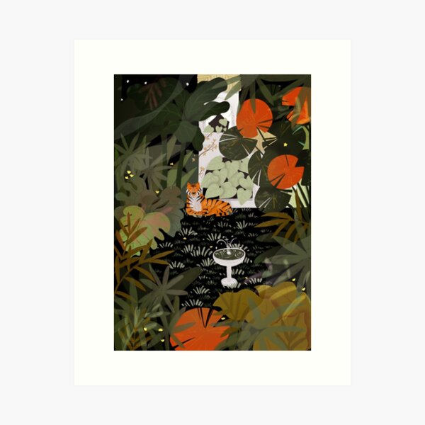 tiger in night jungle Art Print