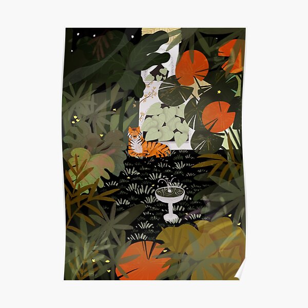 tiger in night jungle Poster