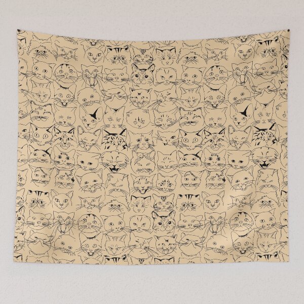 Item preview, Cats faces, seamless sketch, abstract designed and sold by KraftsbyDesign.