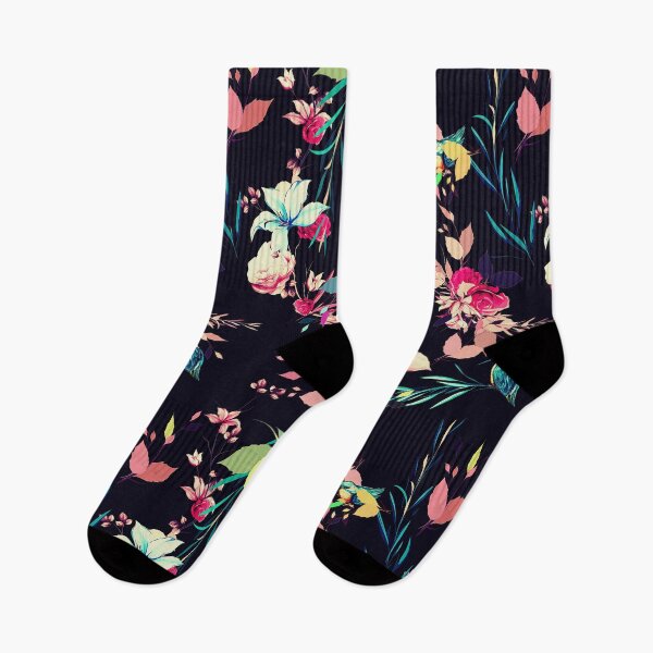 Item preview, Flores abstractas, rosas, pájaros en negro. designed and sold by StylePrints.