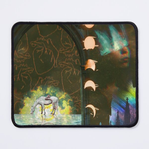 Item preview, ambs aesthetic - trippy surrealism digital collage green moon crown grunge designed and sold by WitchInTheWack.