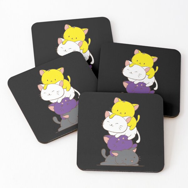 Item preview, Nonbinary Pride Flag Kawaii Cats Cute LGBTQ Non-binary Kitty for Enby designed and sold by Irene Koh.