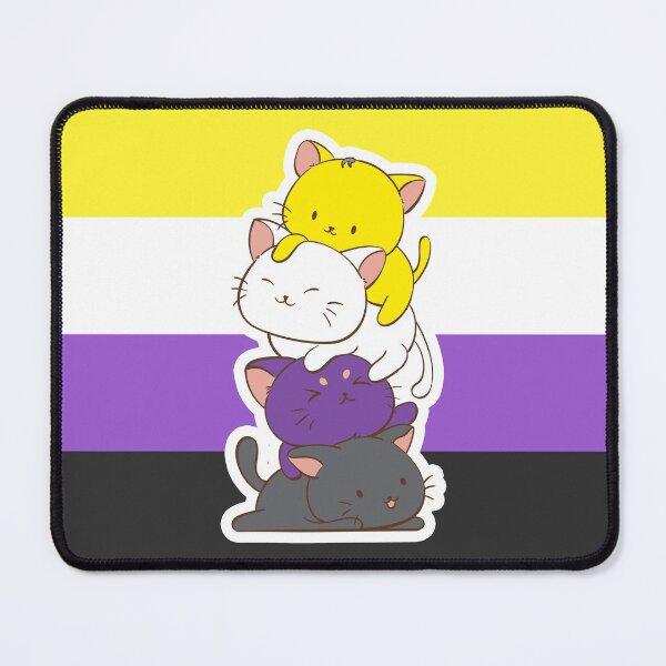 Item preview, Nonbinary Pride Flag Kawaii Cats Cute LGBTQ Non-binary Kitty for Enby designed and sold by Irene Koh.