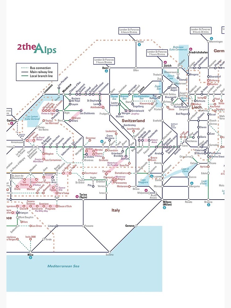 Thumbnail 3 of 3, Journal, The Alps rail map - Switzerland designed and sold by 2theAlps.
