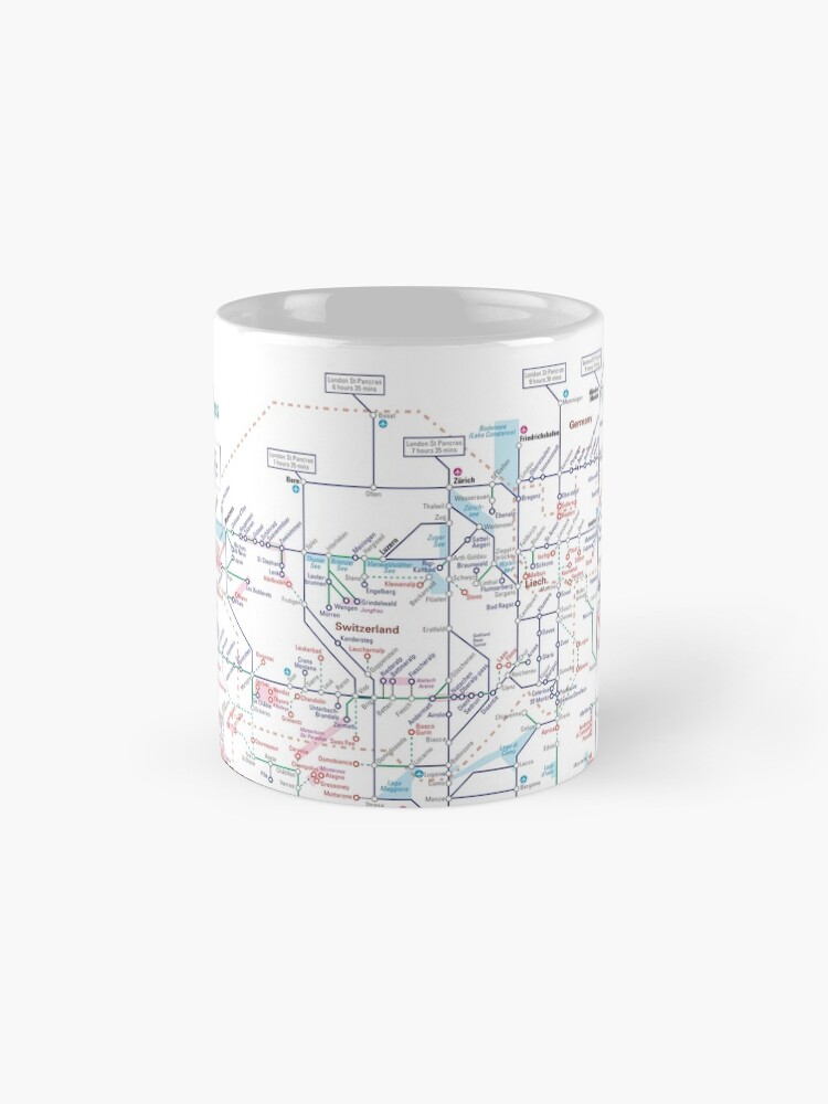 Alternate view of The Alps- Schematic rail map - Switzerland Coffee Mug