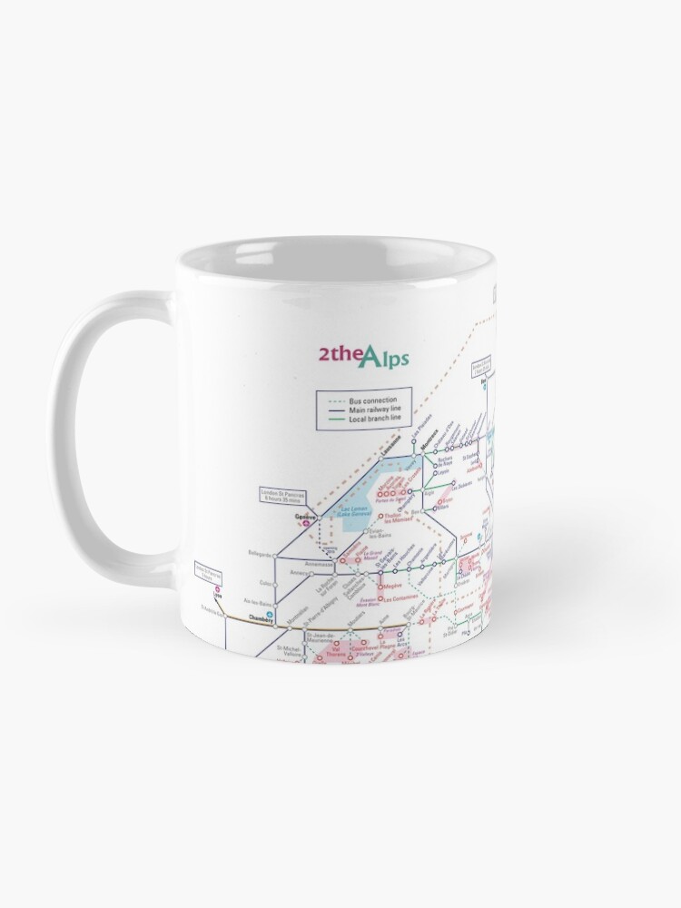 Alternate view of The Alps- Schematic rail map - Switzerland Coffee Mug