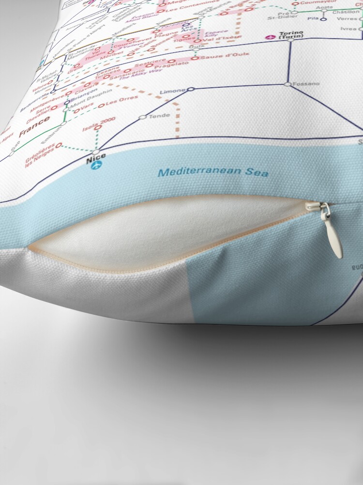 Thumbnail 2 of 4, Pillow, The Alps rail map - Switzerland designed and sold by 2theAlps.