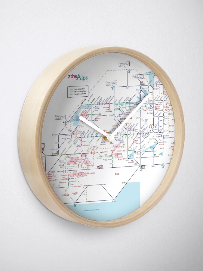 Alternate view of The Alps- Schematic rail map - Switzerland Clock