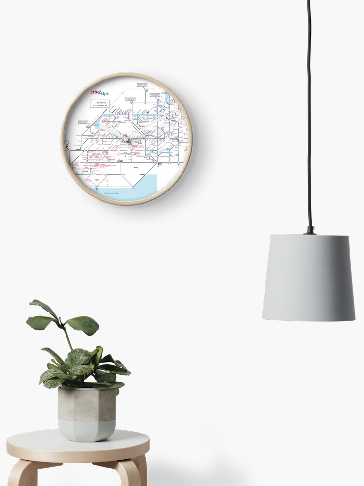 Thumbnail 2 of 4, Clock, The Alps rail map - Switzerland designed and sold by 2theAlps.
