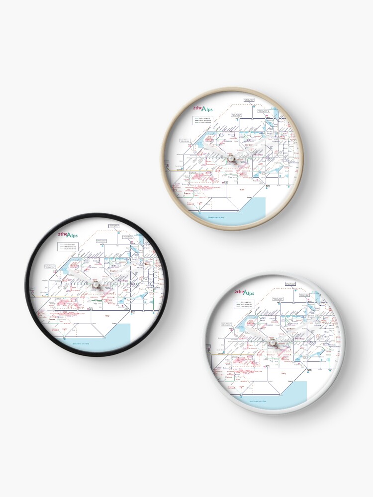 Thumbnail 3 of 4, Clock, The Alps rail map - Switzerland designed and sold by 2theAlps.