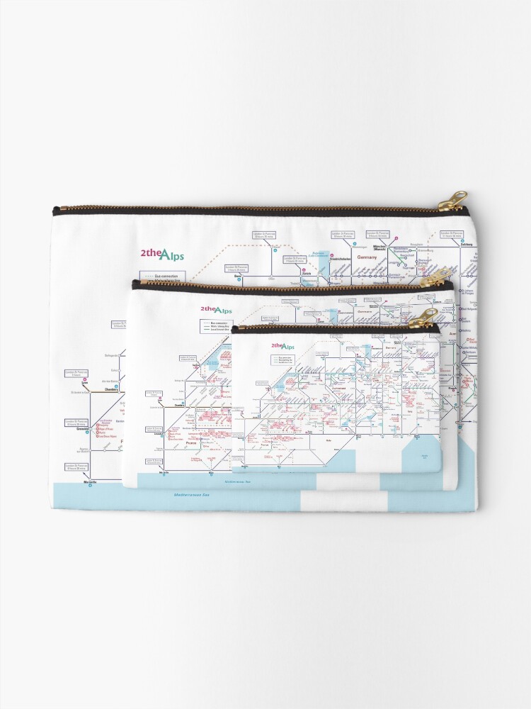 Alternate view of The Alps- Schematic rail map - Switzerland Zipper Pouch