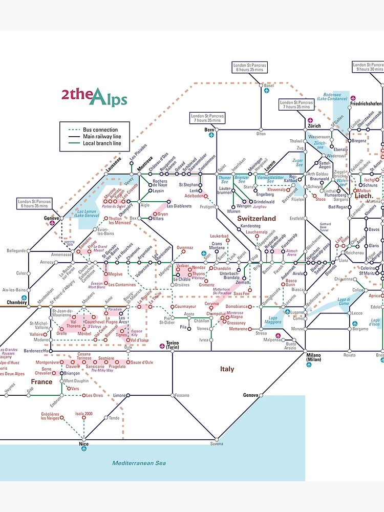 The Alps- Schematic rail map - Switzerland by 2theAlps