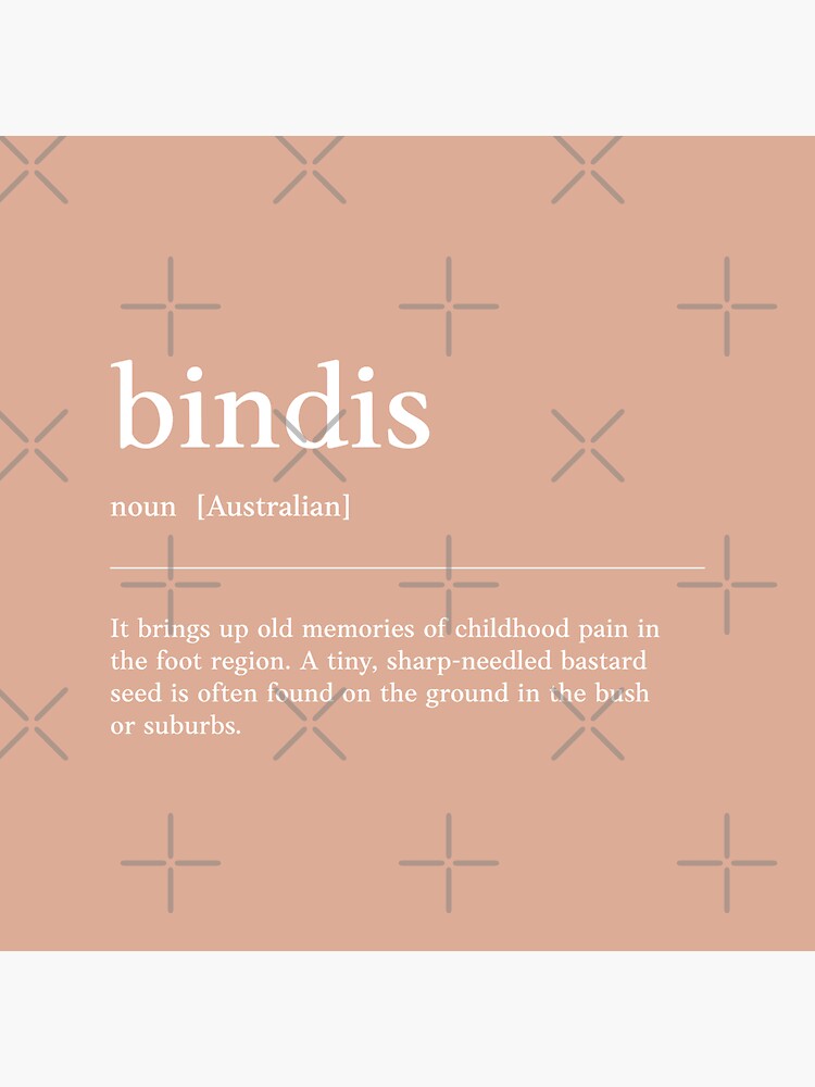 "Bindis Funny Australian slang, phrase and humor definition" Sticker for Sale by Magicmango05