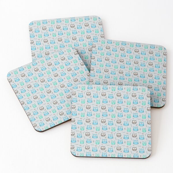 Item preview, Blue and gray owl pattern designed and sold by NoahDea.