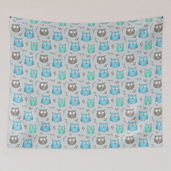 Item preview, Blue and gray owl pattern designed and sold by NoahDea.